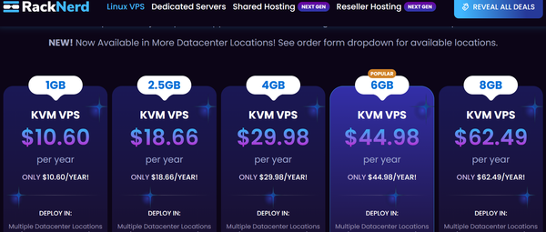 美国服务商RackNerd黑五核弹来了！KVM VPS最低10.6刀/年，流量还能免费翻倍！